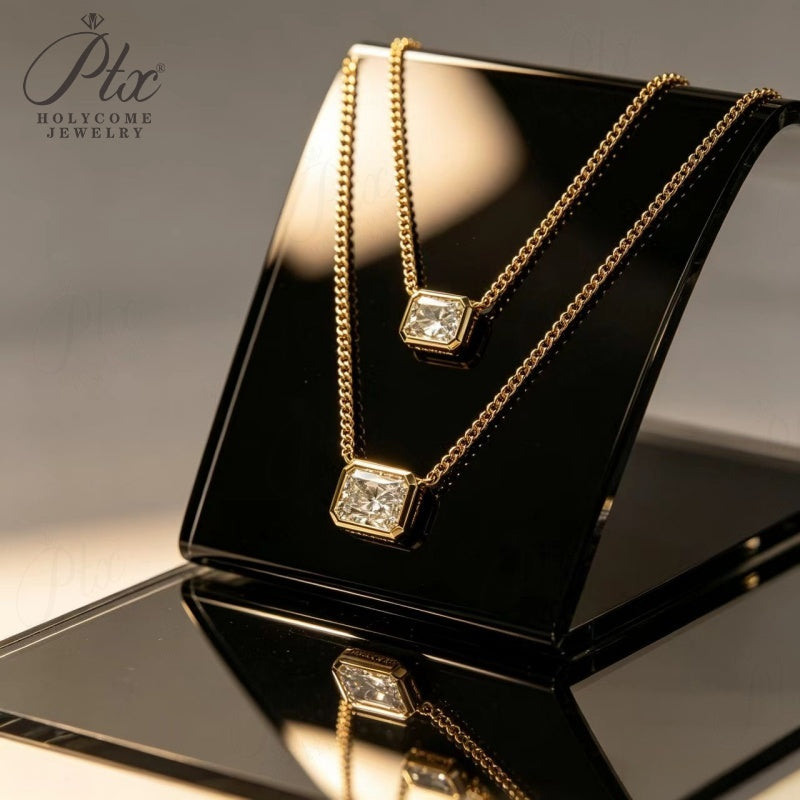 14K/18K Gold Radiant Cut Lab Diamond Necklace