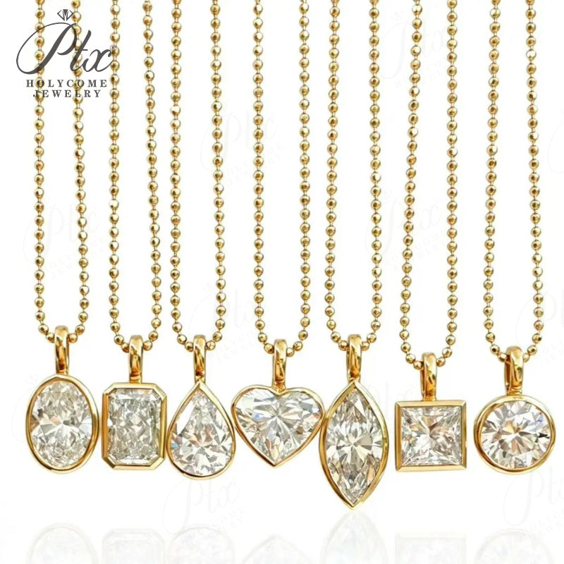 18K Gold Oval/Princess Cut Lab Diamond Necklace