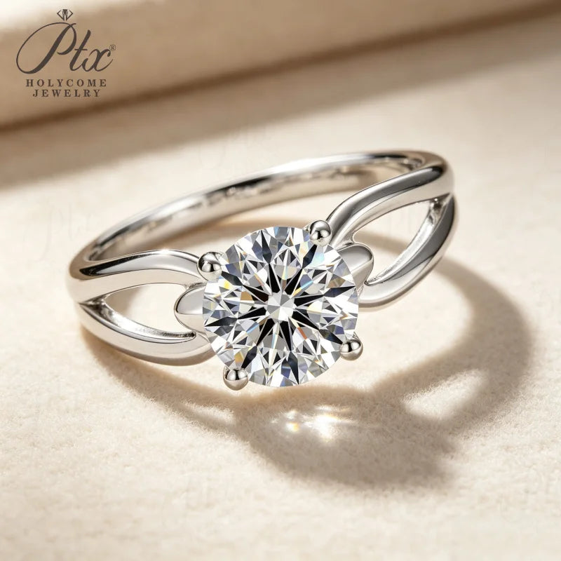 1ct Round Cut D Color GRA Moissanite Ring