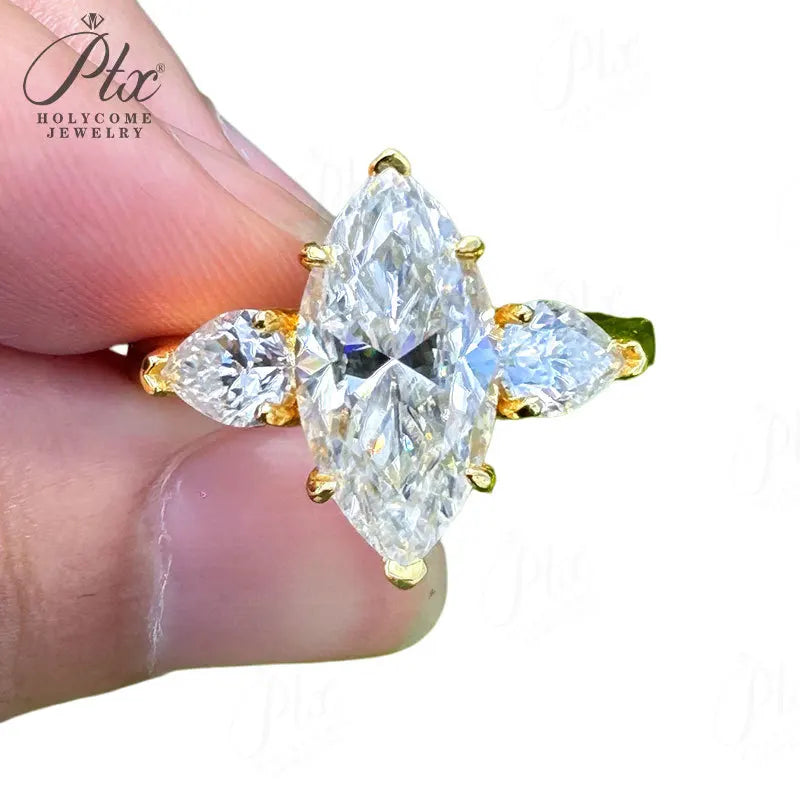 3ct Marquise Cut D Color Moissanite Cocktail Ring