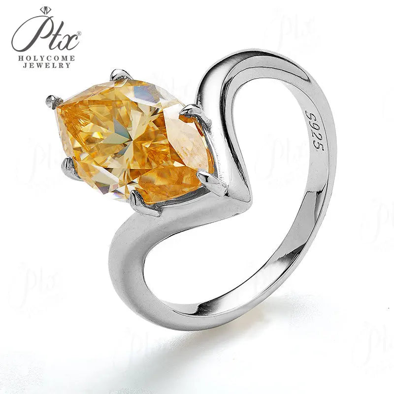 5ct Marquise Cut Champagne GRA Moissanite Ring