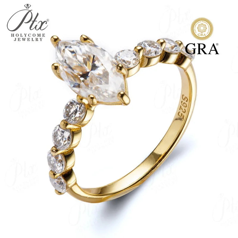 2ct Marquise Cut D VVS1 GRA Moissanite Ring