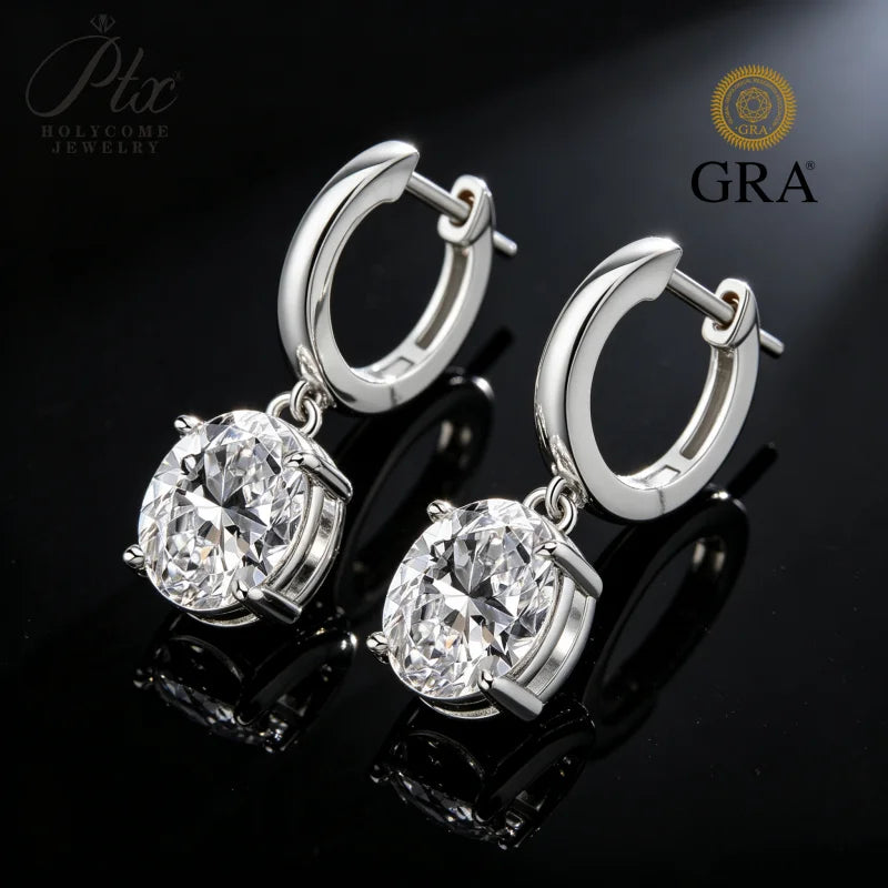 2/4ct Oval Cut D VVS1 Moissanite Drop Earrings