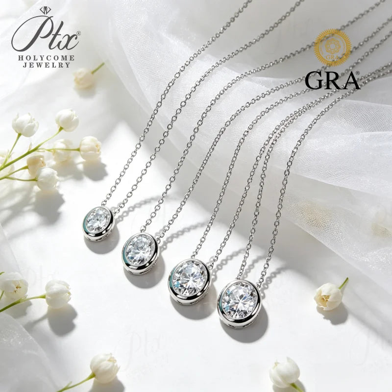 0.5-3ct Oval Cut D VVS1 Moissanite Pendant Necklace