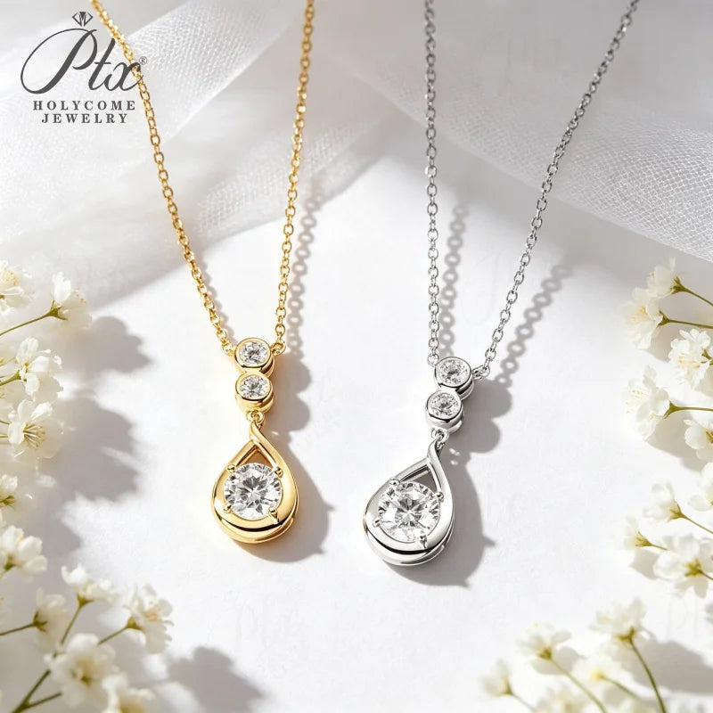 1CT Round Cut D VVS1 Moissanite Solitaire Necklace