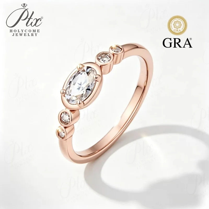 0.5ct Oval Cut D Color GRA Moissanite Ring